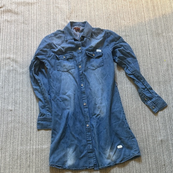 7 for all man kind GIRLS Denim Long Sleeve Shirt Dress XL - Picture 1 of 8